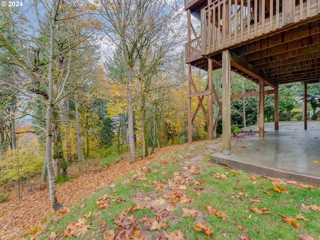 view of yard with a patio area and a deck