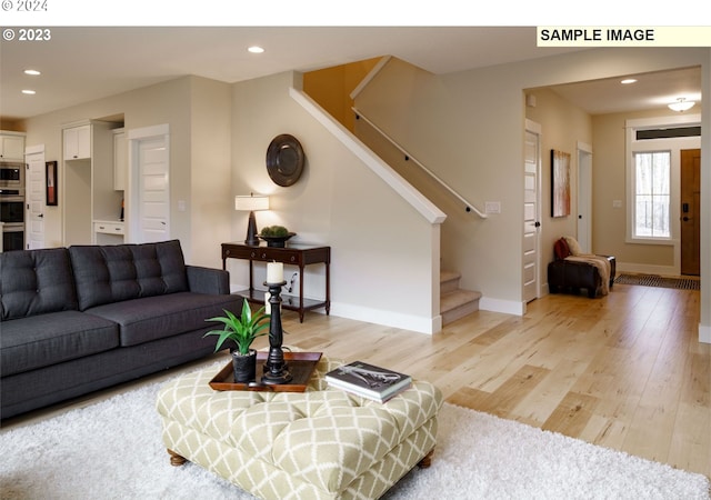 living room with light wood-type flooring