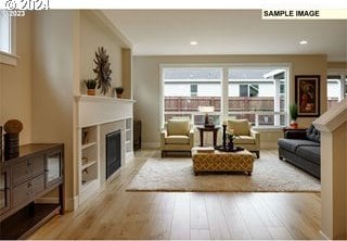 living room featuring light wood-type flooring