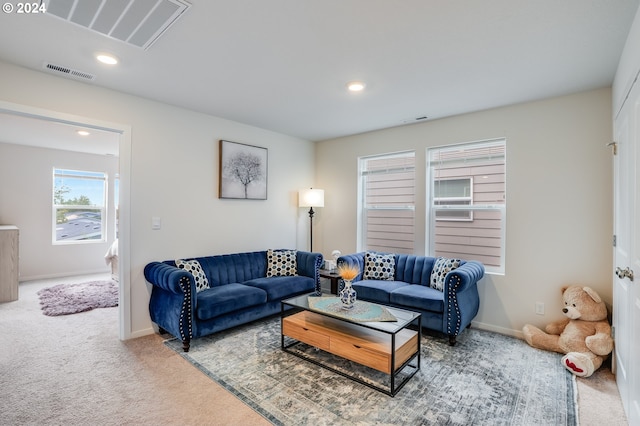 living room with carpet flooring