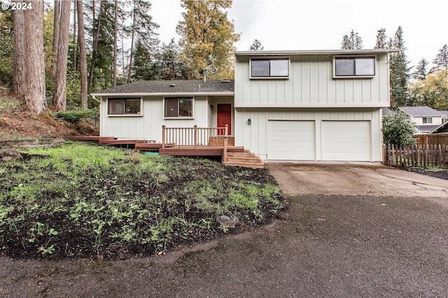 tri-level home featuring a garage