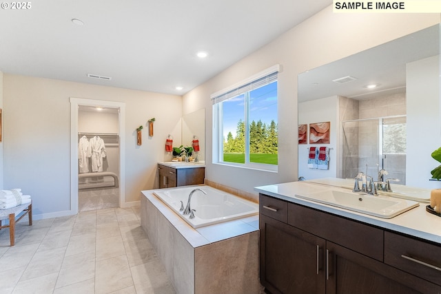 16910 NE 38th Ave, Vancouver, WA 98686 - bathroom featuring a walk in closet, a shower stall, plenty of natural light, and a sink