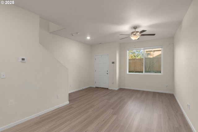 59 NE 134th Pl, Portland, OR 97230 - unfurnished room featuring light wood-type flooring, ceiling fan, baseboards, and recessed lighting