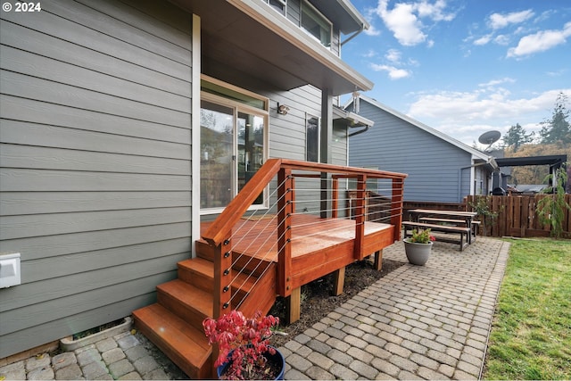 deck with a patio