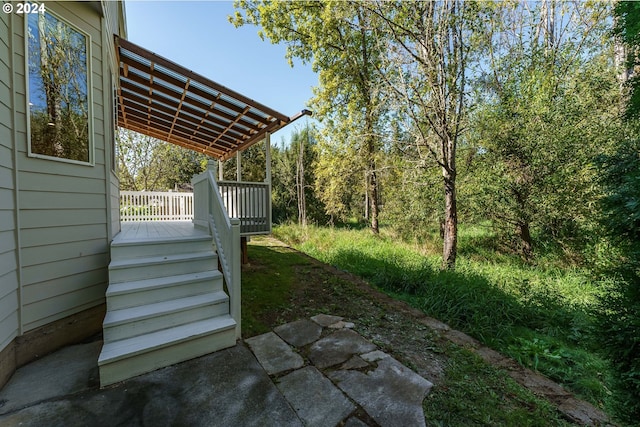 view of yard with a deck