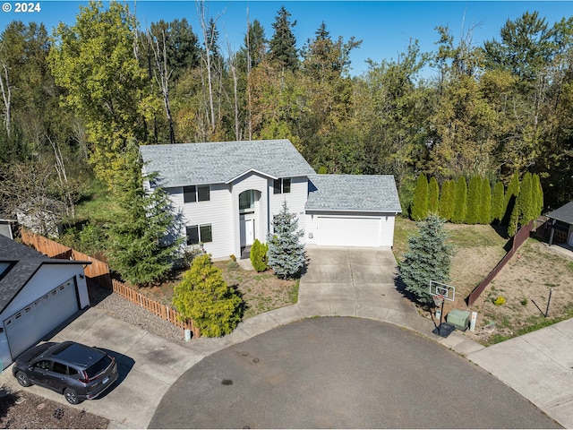 view of front of property with a garage