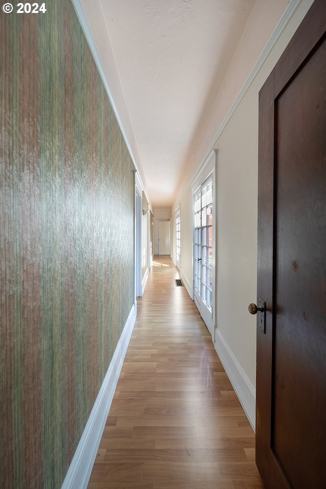 hall featuring light wood-type flooring