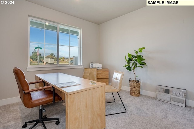 view of carpeted office space