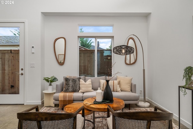 sitting room featuring carpet