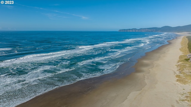 view of water feature with a view of the beach