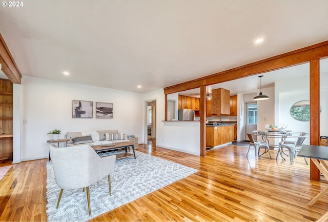 living room with light wood-type flooring