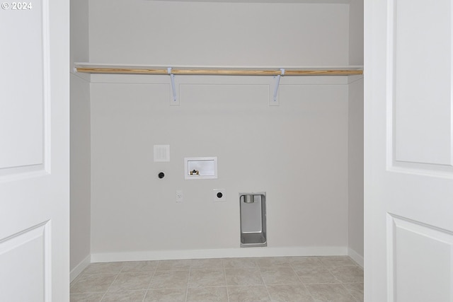 laundry area with light tile flooring, hookup for a washing machine, and hookup for an electric dryer