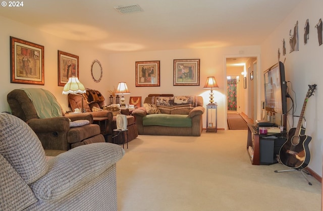 living room featuring carpet flooring