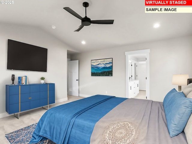 2854 NE Sweetwater Rd, Estacada, OR 97023 - bedroom featuring baseboards, vaulted ceiling, and recessed lighting