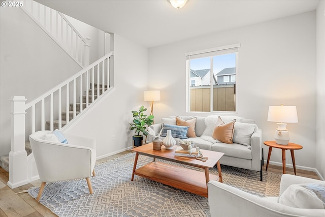 living room with hardwood / wood-style floors