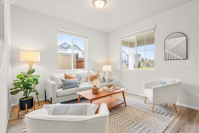 living room with hardwood / wood-style flooring