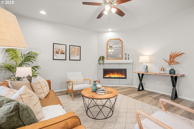 living room with light hardwood / wood-style floors