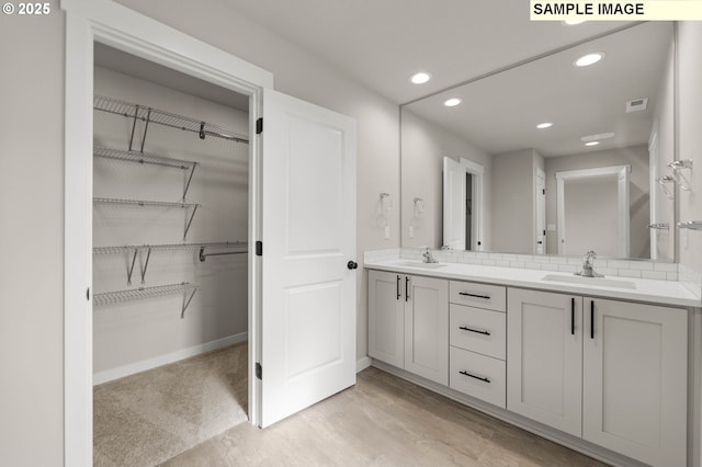 1353 NE Josephine Ct Unit 167, Estacada, OR 97023 - full bathroom featuring recessed lighting, a sink, a walk in closet, double vanity, and visible vents