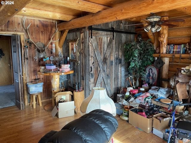 interior space featuring ceiling fan