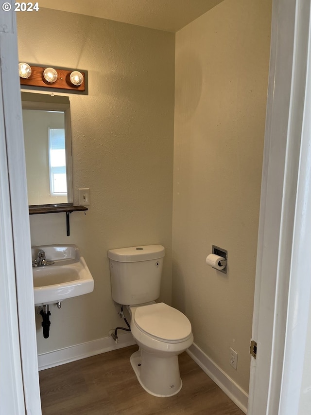 bathroom featuring sink, hardwood / wood-style floors, and toilet