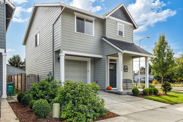 view of front of house with a garage