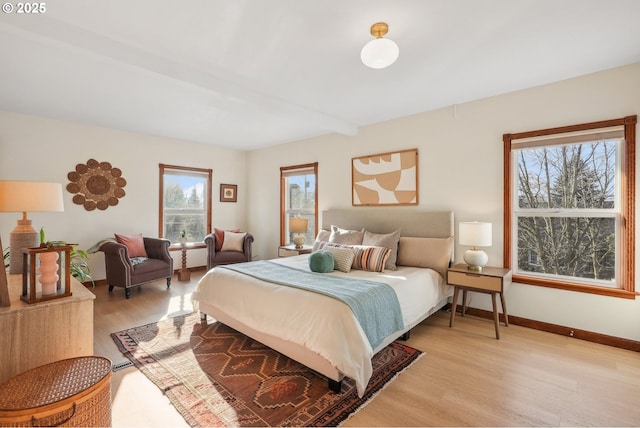 bedroom featuring light wood-type flooring