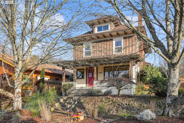 italianate home with a porch