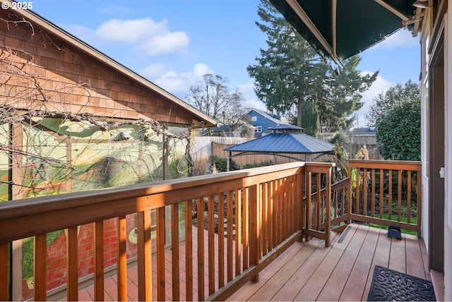 deck featuring a gazebo