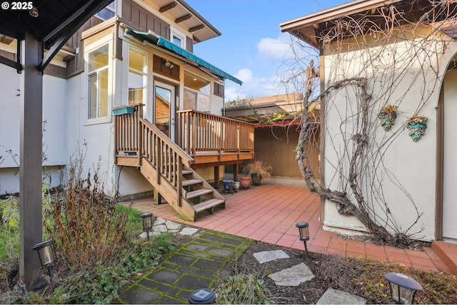 view of patio featuring a wooden deck