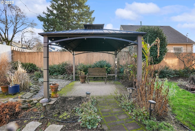 view of patio / terrace with a gazebo