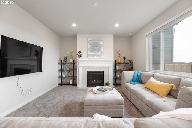 living room featuring carpet floors