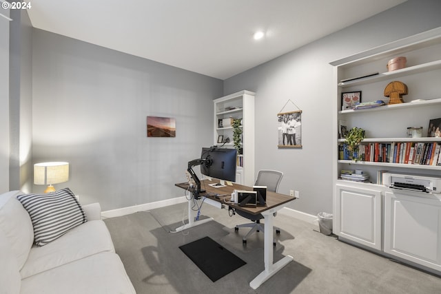 view of carpeted home office