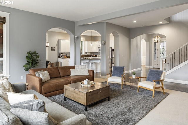 living room with hardwood / wood-style floors