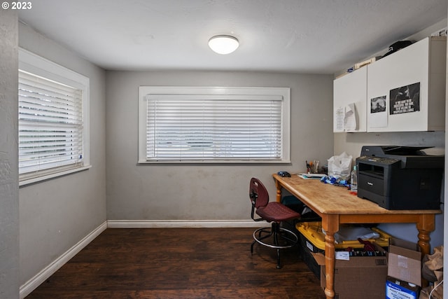 office space featuring dark hardwood / wood-style floors