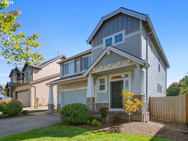 craftsman-style house featuring a garage