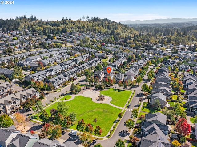 bird's eye view featuring a mountain view