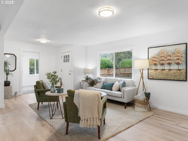 living room featuring light wood-type flooring