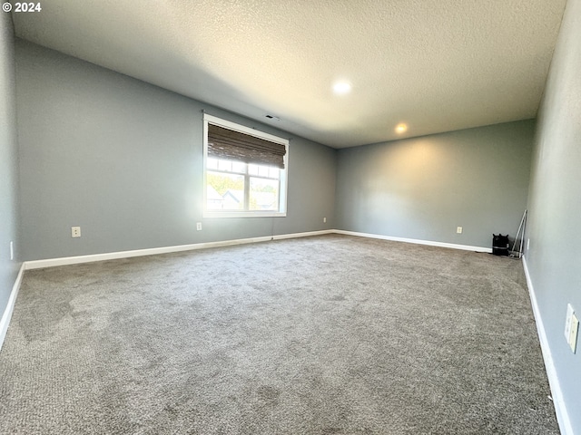 spare room featuring carpet flooring and a textured ceiling