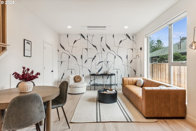 living room featuring light hardwood / wood-style floors