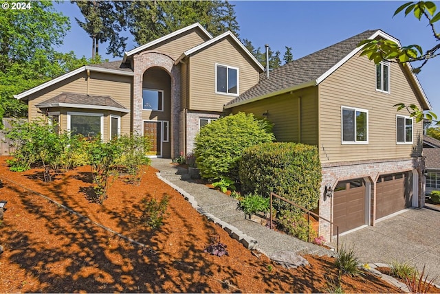 front facade with a garage