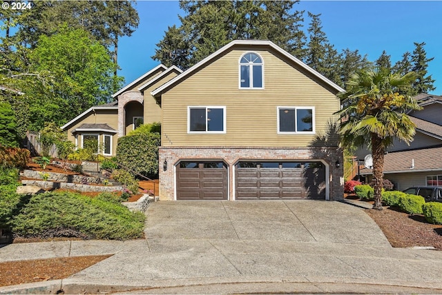 front facade with a garage