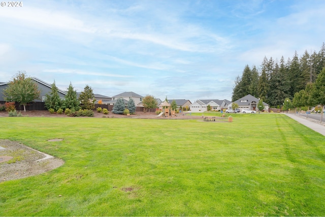 view of yard with a playground