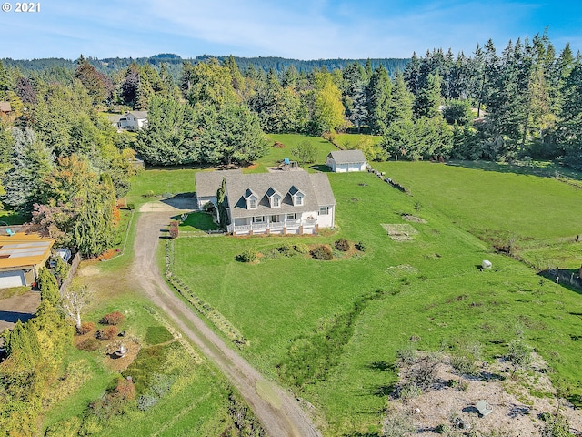 aerial view featuring a rural view