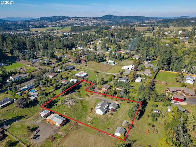 aerial view featuring a mountain view