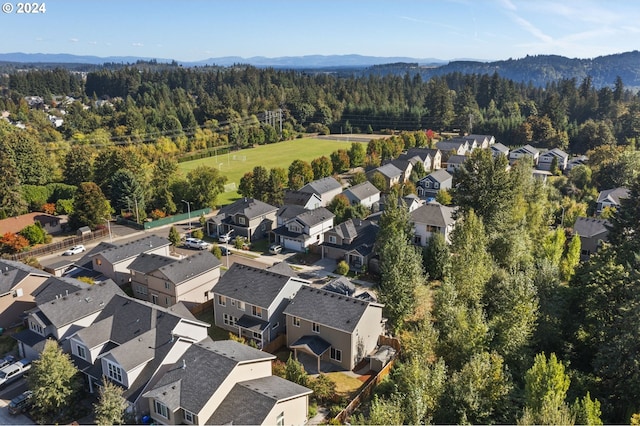 aerial view with a mountain view