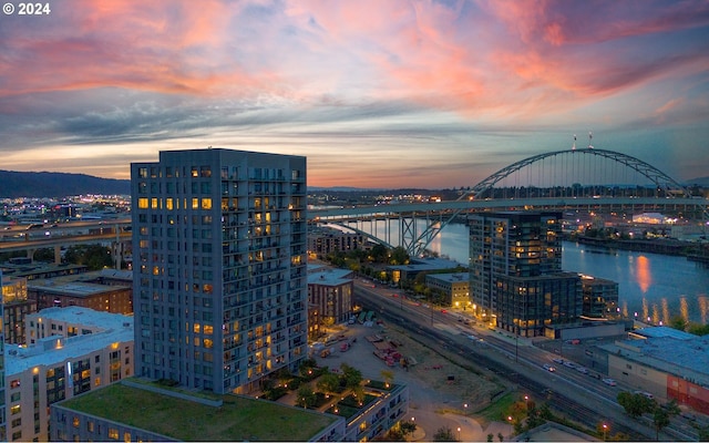 city view with a water view