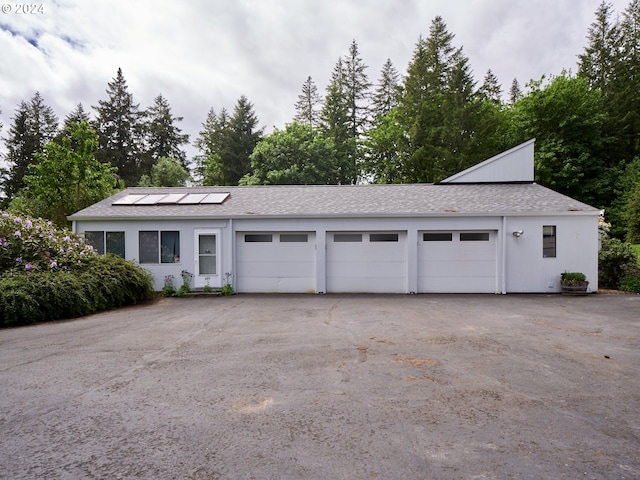 garage with solar panels