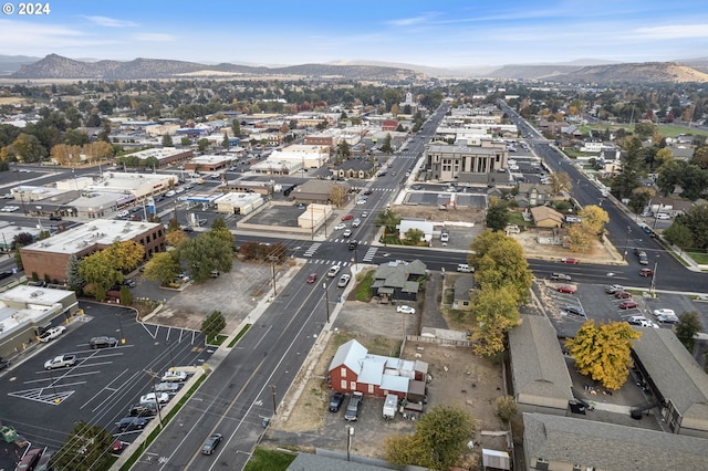 drone / aerial view with a mountain view