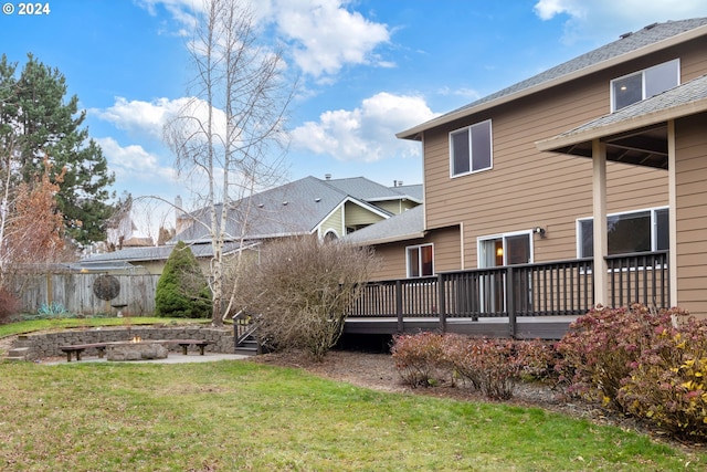 view of yard with a deck