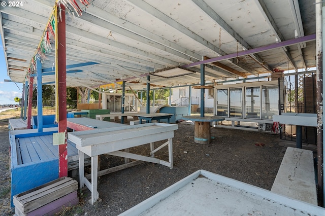 view of patio featuring an outdoor structure